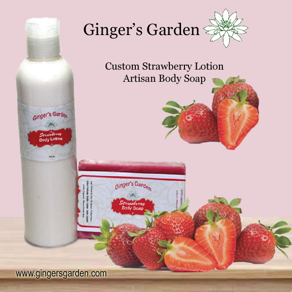 Ginger's Garden Artisan Strawberry Lotion and matching Soap is a custom set. The hand and body moisturizer provides hydration. The matching soap cleans gently. They feature a blend of natural oils and mango butter to help the skin’s natural balance.

gingersgarden.com/gingers-garden…