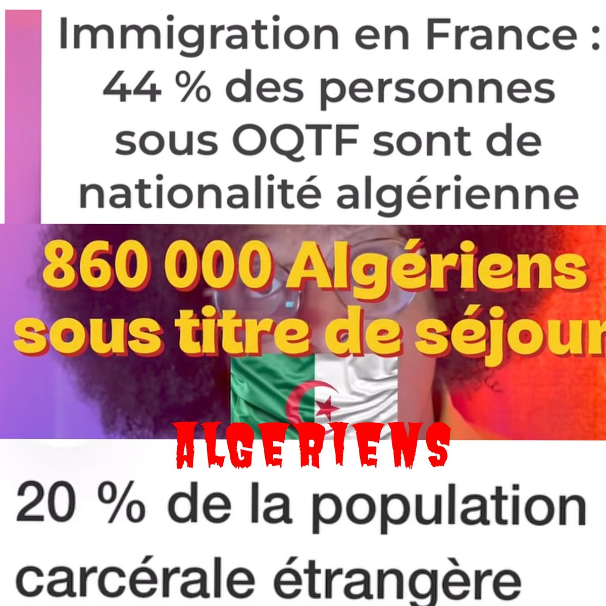 ElecReconquete's tweet image. 65 ans après la fin de la guerre et leur indépendance 🇩🇿, ils sont encore des millions chez nous, souvent sans aucun travail !
Qu'attendons-nous pour les remigrer chez eux en masse !?
#Algeriens #tebboune #alger #accordde1968