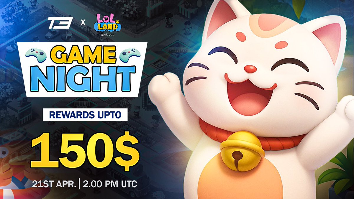 TW3OfficiaL's tweet photo. We're teaming up with @LOLLandGame for game night

LOL LAND is browser based casual board game made for web3 degens

Event Details:
- date: 21 April (Tuesday)
- time: 2:00 PM UTC
- rewards: upto $150
- location: https://t.co/Ldk4rrOjCZ

More info & rules will be dropped over on discord