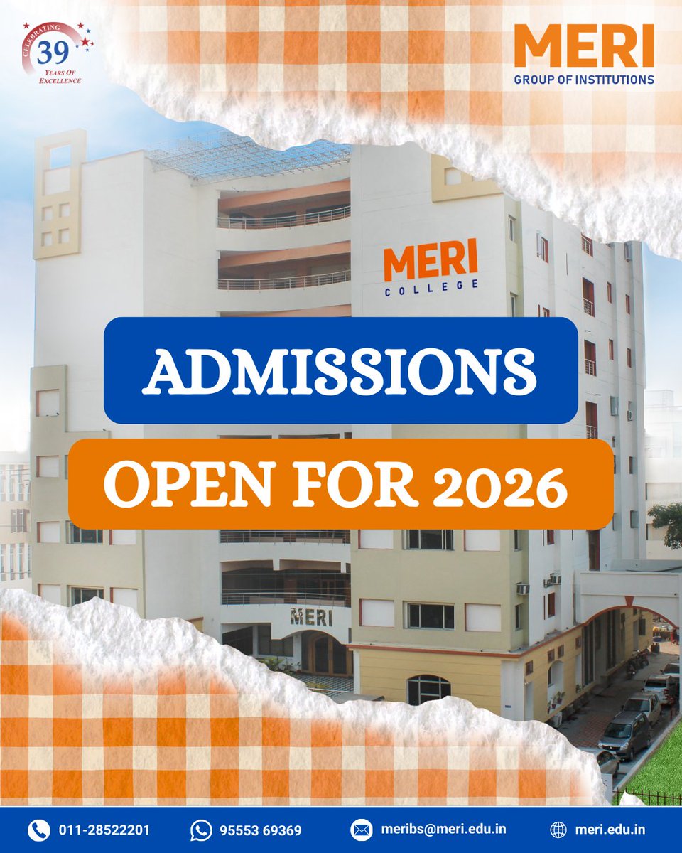 meri_college's tweet image. One step at a time, your future unfolds… 🎬
At MERI, every step opens new opportunities and brings you closer to your career goals.
Admissions Open for 2026 — begin your journey today.

#MERIGroupOfInstitutions #AdmissionsOpen #NewBeginnings #CareerGrowth