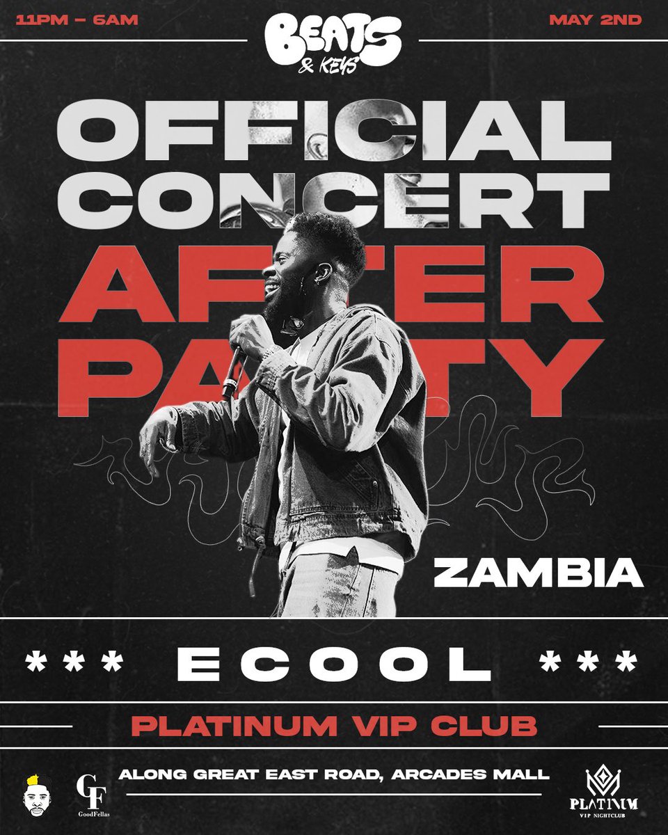 ECoolOfficial's tweet photo. Zambia!! May 2nd! ‘Beats &amp; Keys’ Concert AfterParty with yo boy!  @ Platnum ❤️🤞🏾🇿🇲 https://t.co/Wckv7YQqRj