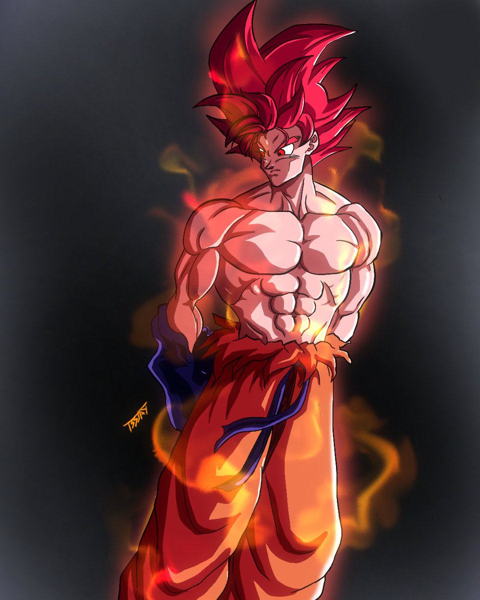 T33jaytheartist's tweet photo. Super Saiyan god Goku in all his glory https://t.co/7Y3SsByVjF