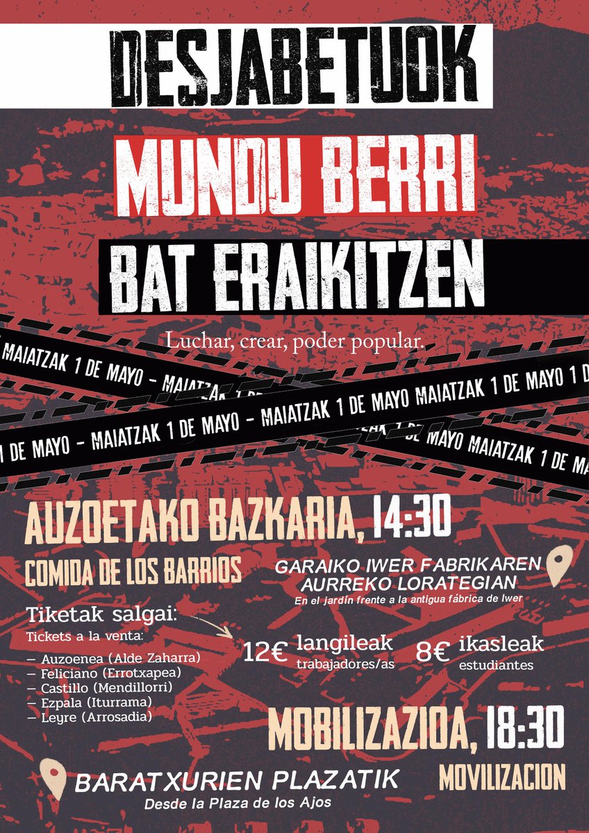 azgm_irunea's tweet photo. 🚩Hona hemen #M1-eko programa.

Comida de los barrios y movilización vespertina. ❤️‍🔥¡No faltes!❤️‍🔥

𝐃𝐞𝐬𝐣𝐚𝐛𝐞𝐭𝐮𝐨𝐤 𝐦𝐮𝐧𝐝𝐮 𝐛𝐞𝐫𝐫𝐢 𝐛𝐚𝐭 𝐞𝐫𝐚𝐢𝐤𝐢𝐭𝐳𝐞𝐧 https://t.co/9VFpdclSLv