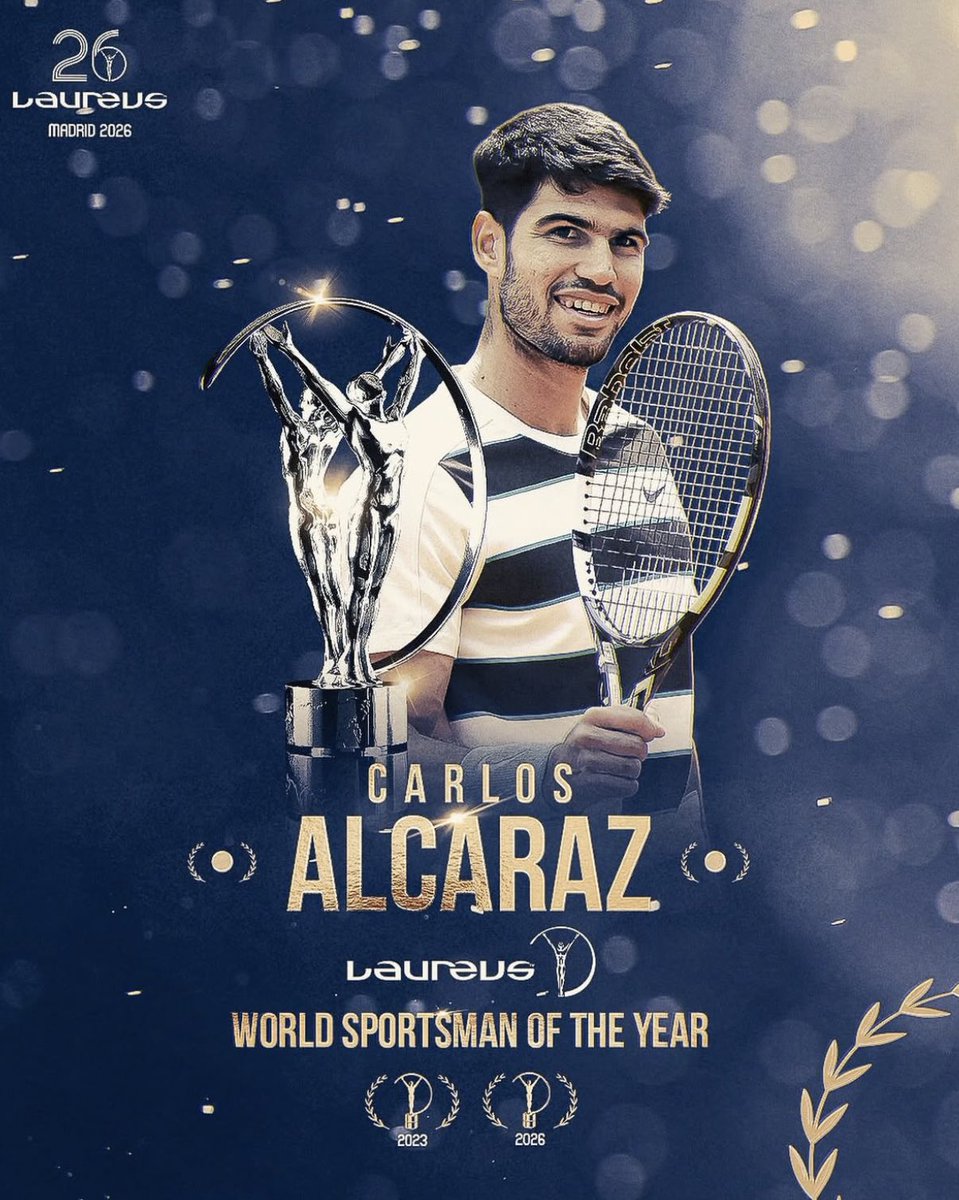 🏆 Carlos Alcaraz, GANADOR del Premio Laureus a Mejor Deportista del Año por delante de Sinner, Pogacar, Dembélé, Duplantis y Marc Márquez.