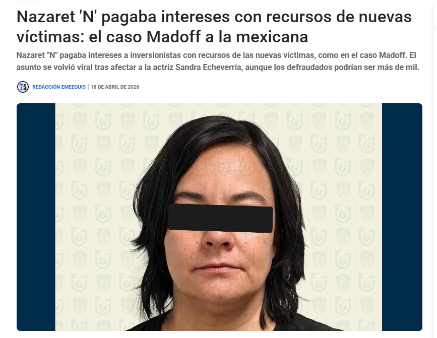 emeequis's tweet image. La Fiscalía General de Justicia de la Ciudad de México aprehendió a Nazaret “N”, señalada como pieza central de MetaXchange.
📌 El caso involucra a múltiples víctimas.
#CDMX #Fraude #Justicia #México 🔎 

emeequis.com/al-dia/nazaret…