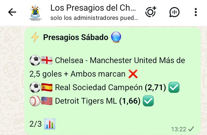 Sábado de 66,66% de efectividad por el PREMIUM ⚡, escríbeme y sé parte de esto ✅