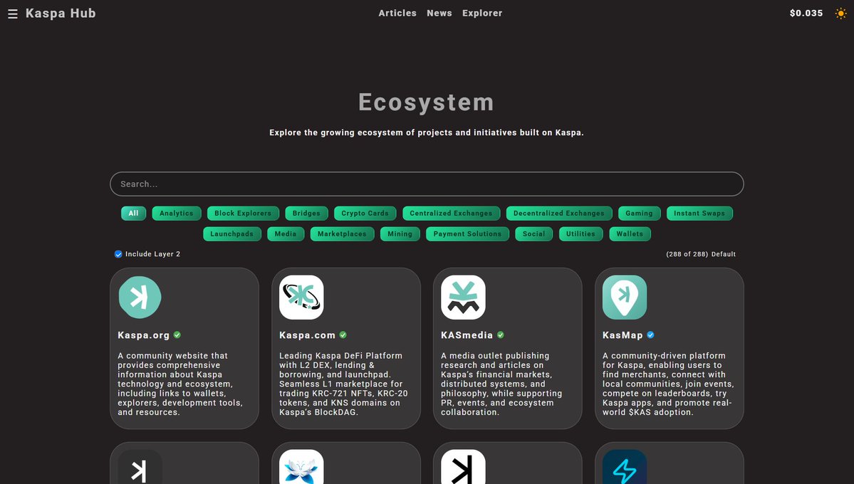 Small update to the $KAS ecosystem page. ✨
kaspahub.org/ecosystem/