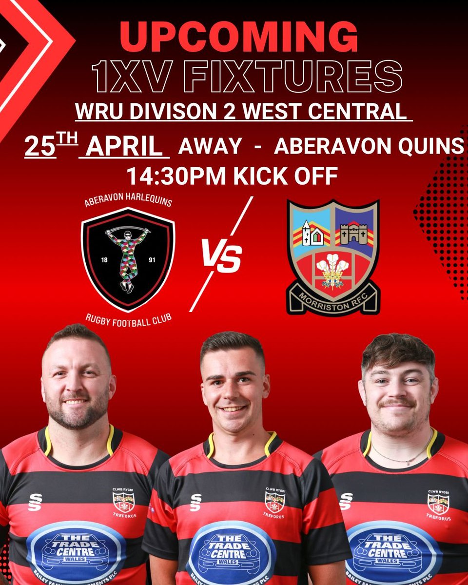 RfcMorriston's tweet photo. Sat 25th April

1st XV - AWAY to Aberavon Quins KO 14:30
Admiral National League 2 West Central

Athletic XV - HOME to Abercrave Barbarians KO 14:30
Swansea &amp; District League - Division A

Come and support the lads.

🔴⚫️🔴⚫️🔴🐒🏉
#UppaMonkeys https://t.co/5fb5wm9nvh