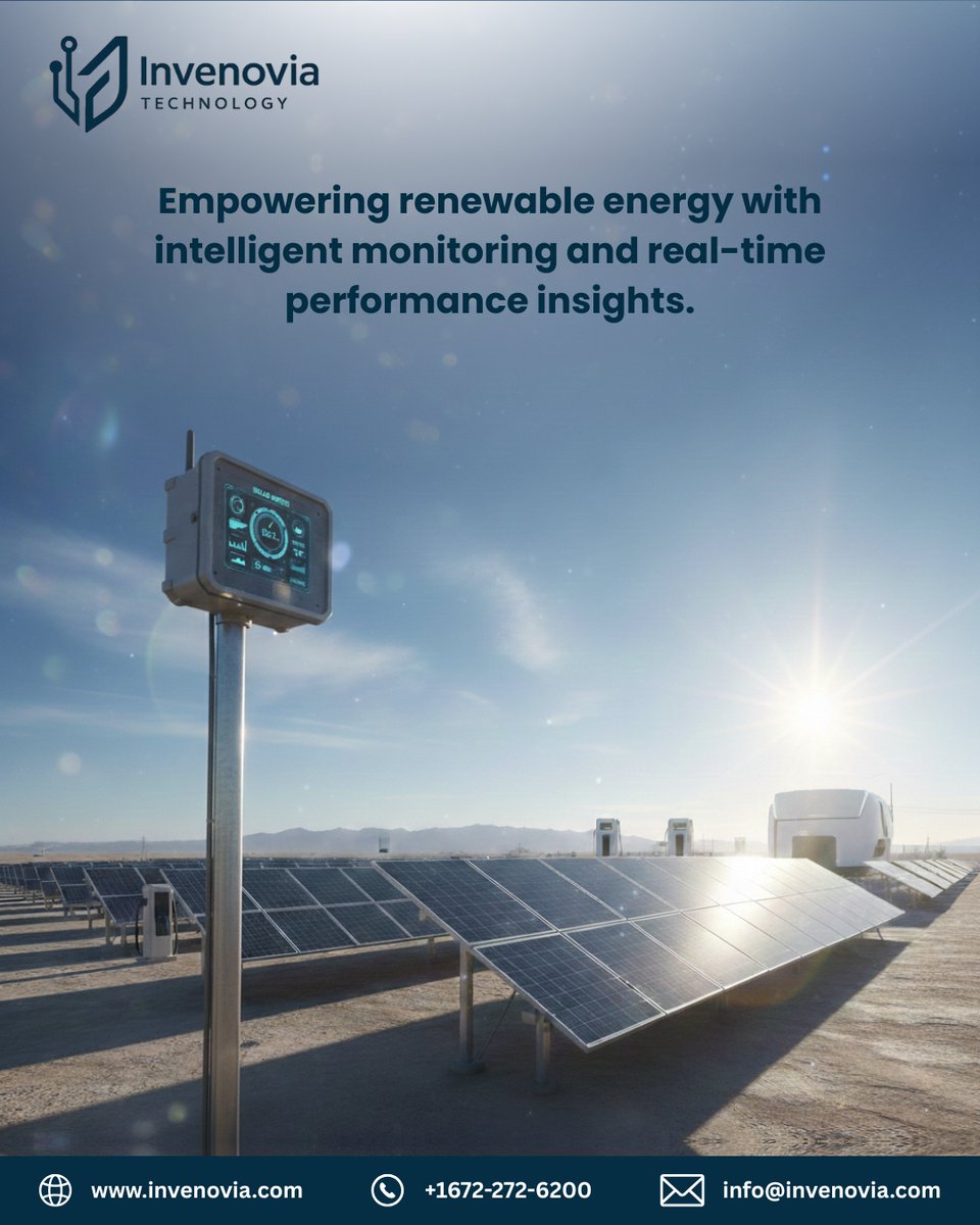 Invenovia's tweet image. Powering a sustainable tomorrow with smart renewable energy solutions.
Real-time monitoring, intelligent insights and optimized performance for a greener future.

#InvenoviaTechnology #RenewableEnergy #SmartEnergy #SolarPower #FutureReady #EnergySolutions

invenovia.com/services/solar…