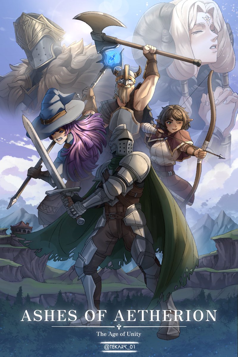 TekARK_01's tweet image. "Ashes of Aetherion"

Hey guys, been a second since last big artwork, so here’s one. Rly wanted to do a cover artwork for the new story brewing in my noggin, I hope you’ll like the looks of it. 👀

#ocart #fantasy #originalcharacter #knight