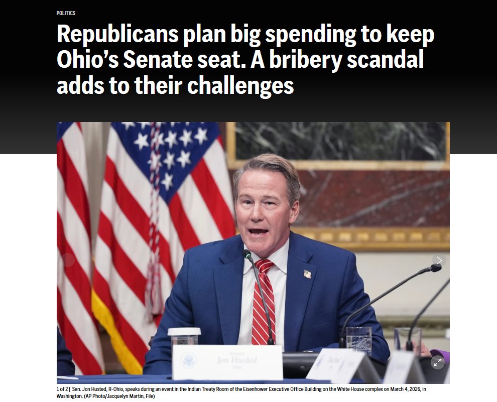 MatHelman's tweet image. .@JonHusted *IS* *A* *CROOK*!!!

apnews.com/article/ohio-s…

Follow @SherrodBrown and help him oust Crooked, Corrupt @SenJonHusted at:
sherrodbrown.com

#OHSen @OHDems #Ohio #GOPCorruption