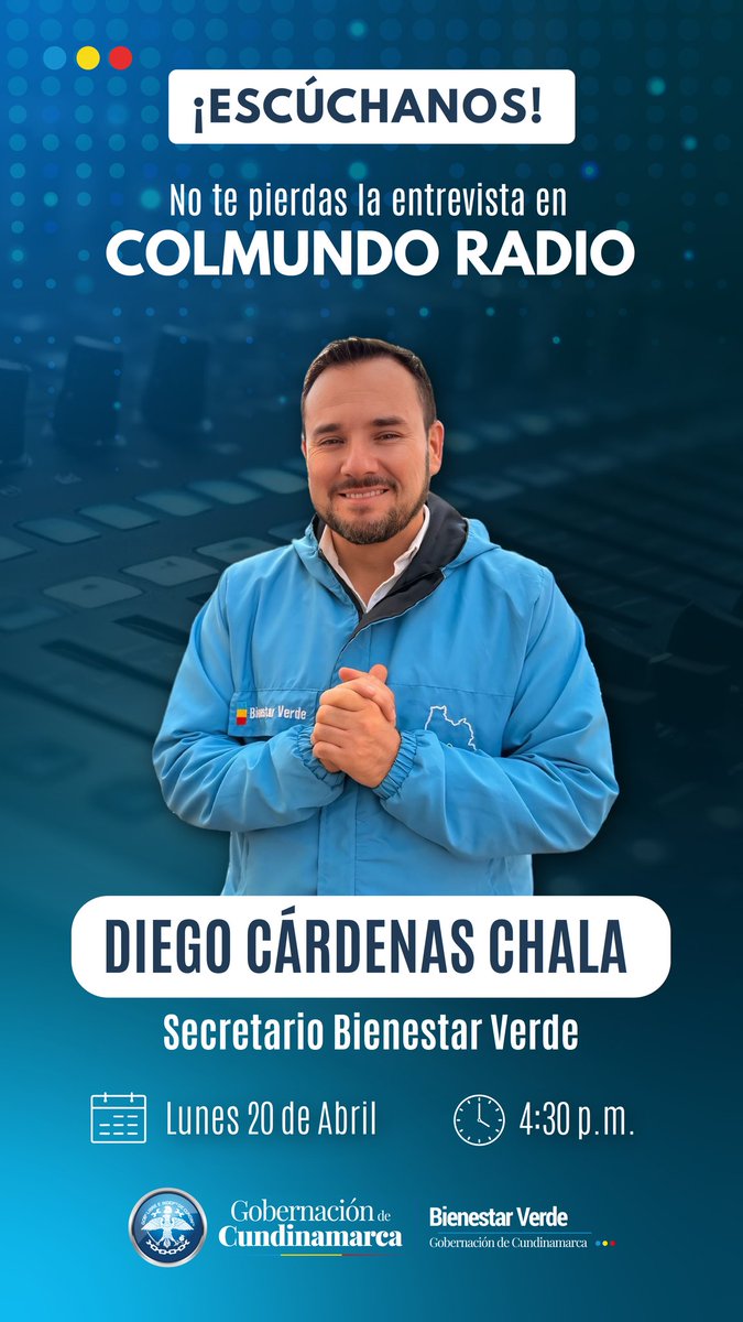 Escúchanos hoy ! 
⌚️ 4:30 PM 
📻 Colmundo Radio (📡1040 AM )
colmundoradio.com.co/bogota/