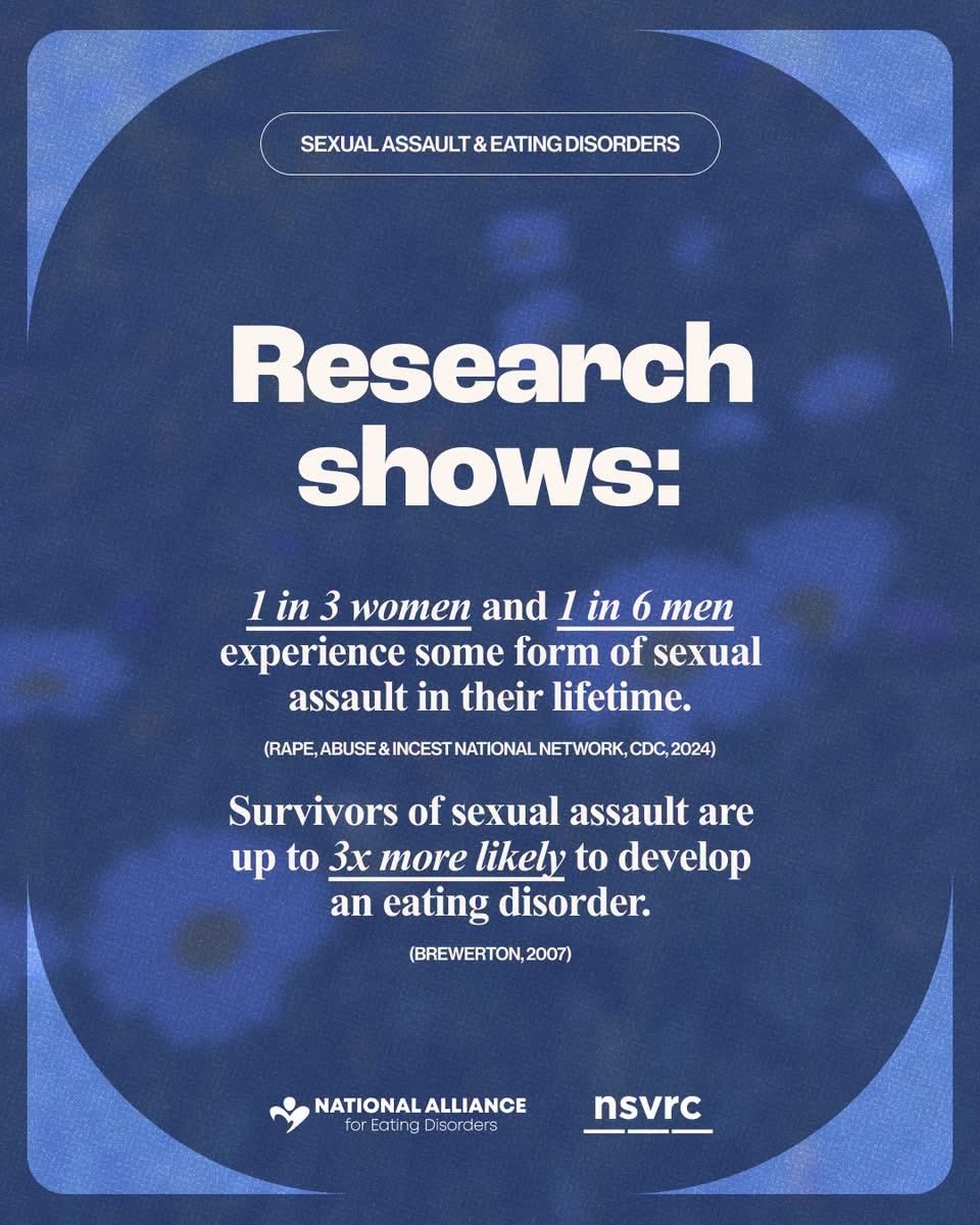 DesiderataModel's tweet image. This Sexual Assault Awareness Month, we are honored to partner with NSVRC to help raise awareness about something so important — the deep, and often unspoken, connection between sexual trauma and eating disorders.

•

#EatingDisorders 
#SexualAssualtAwarenessMonth
#ThereIsHope
