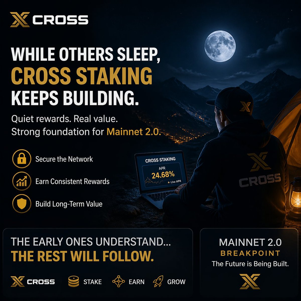AhmedMoham8662's tweet image. 🌙 While others sleep, CROSS Staking keeps building. ⛏️💎
Quiet rewards. Real value. Strong foundation for Mainnet 2.0. 🚀
The early ones understand… the rest will follow.
@crossplay_xyz
#CROSS #CROSSStaking