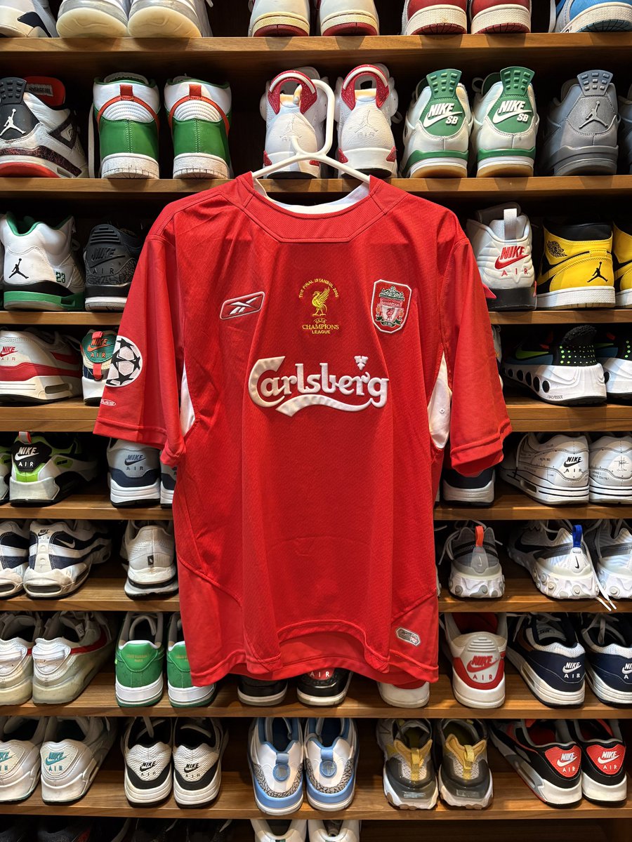 johnnycourtenay's tweet image. Luis Garcia 2005 Champions League Final Replica Reebok Liverpool Shirt in Long Sleeve Brand new With Tags in XL 🔴🟡🔴 #Liverpool