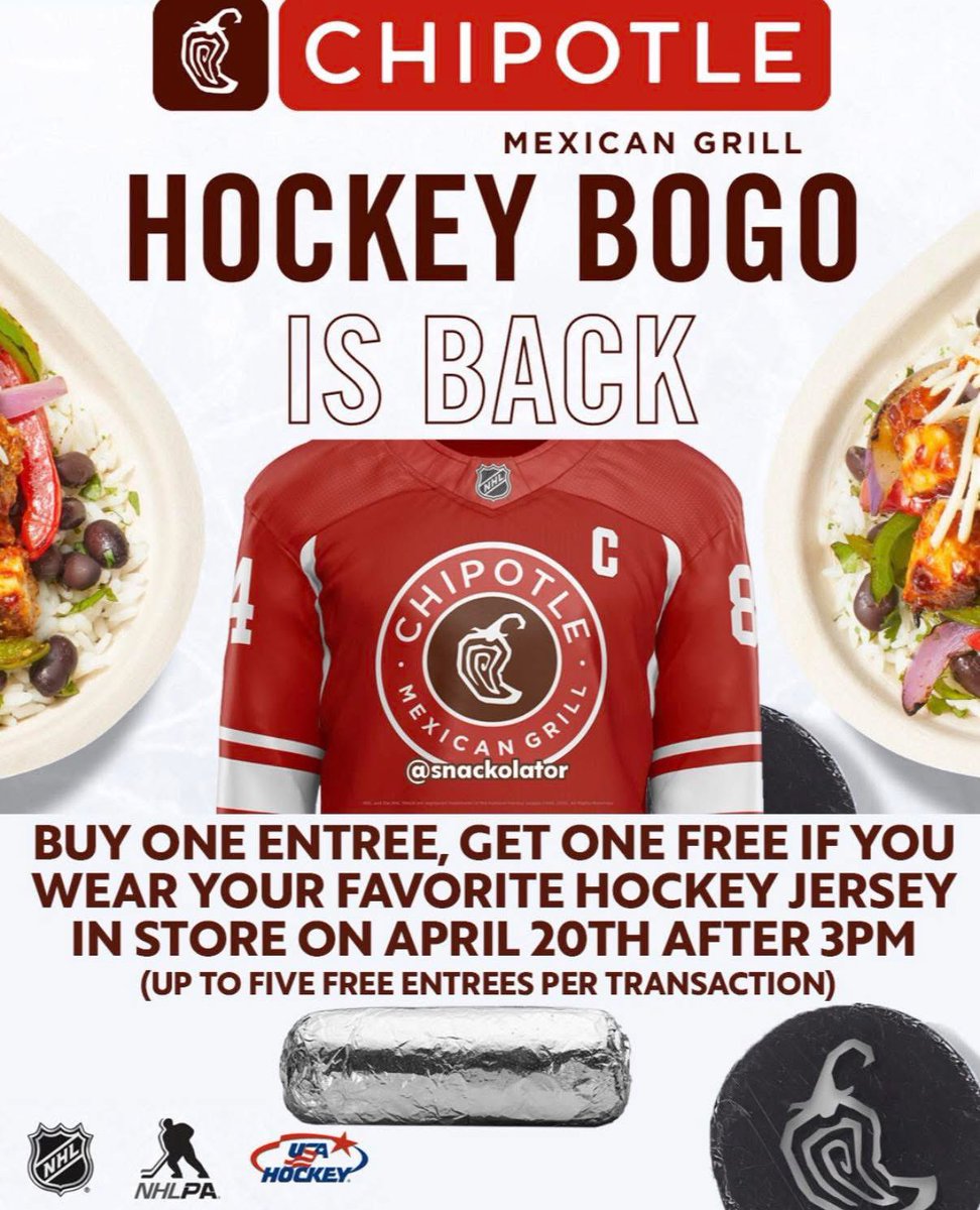 clstingers's tweet image. #Hockey #BOGO today at #Chipotle 🖤💛🐝🏒
