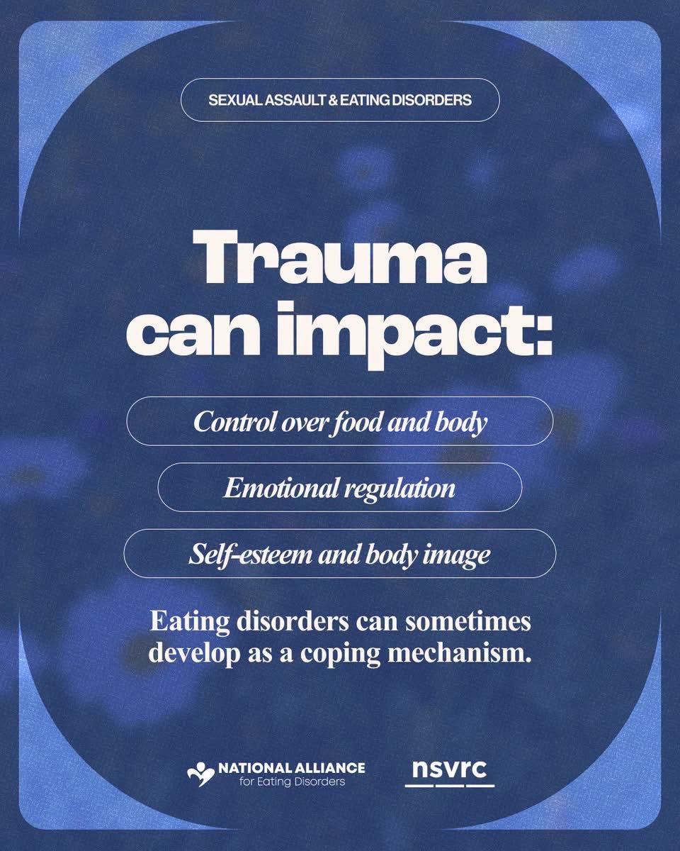 FoulkeIii's tweet image. This Sexual Assault Awareness Month, we are honored to partner with NSVRC to help raise awareness about something so important — the deep, and often unspoken, connection between sexual trauma and eating disorders.

•

#EatingDisorders 
#SexualAssualtAwarenessMonth
#ThereIsHope