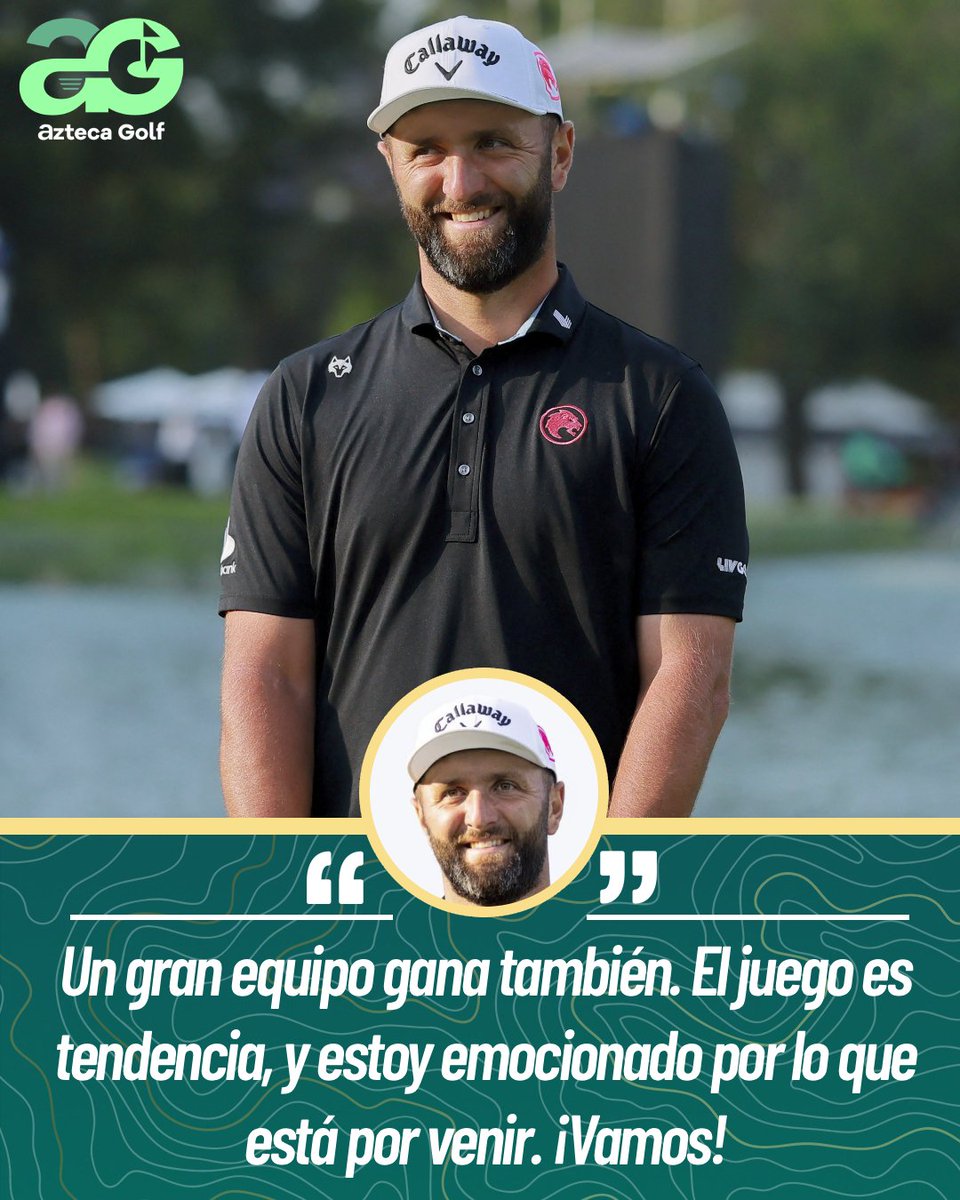 TVAztecaGolf's tweet photo. ¡EMOCIONADO! 🏌️🤩

Tras su victoria en el LIV Golf Mexico City, Jon Rahm no dudó en mostrar su felicidad por triunfo y el de su equipo ⛳️

#LIVGolfXAzteca #LIVGolfMexicoCity https://t.co/b2apYTe9yo