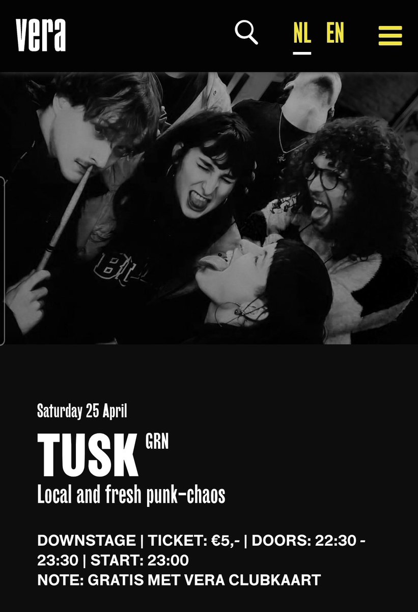 marcomout's tweet image. Hey Protopunkers, Stoner Rockers en Postpunkers...mag ik ff reclame maken voor dit bandje, 25 april in VERA in @groningen . 
Mag wel hè?! Enne, één van die frontvrouwen is mijn zelfbenoemde (en door mij met trots geaccepteerde) Peetdochter.
Nait soezen, zingen!
#TUSK #rock rt=❤️