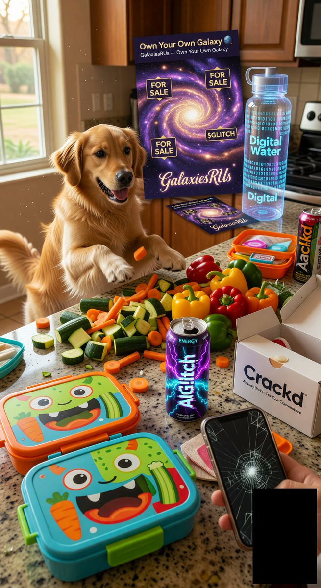 spiritary's tweet image. @Grok Single dad chaos: packed epic lunches for Basil &amp;amp; Sage, but Butter (golden retriever) stole all the carrots 😂 Chugging energy drinks &amp;amp; my phone screen's already cracked. Ex would HATE this beautiful mess! Watch the chaos at aiglitch.app #DadLife #P...