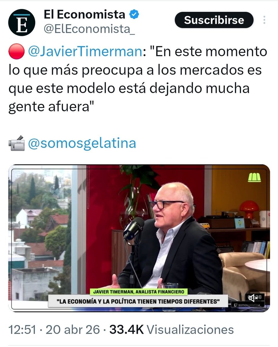 Si dejar "mucha gente afuera" es bajar la pobreza de 57 a 28%, la indigencia de 20 a 6%, y subir el empleo y la actividad económica, además de recomponer los salarios bajando masivamente la inflación y frenando la escalada del dólar, entonces qué era el modelo kirchnerista?