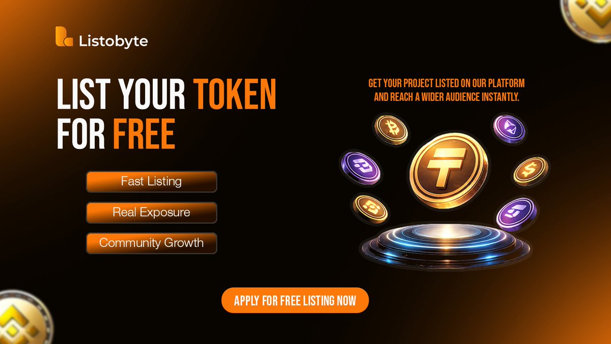 listobyte's tweet image. Get your project listed on our platform and reach a wider audience instantly.

listobyte.com 

#Newtoken #listed #trendingcoin