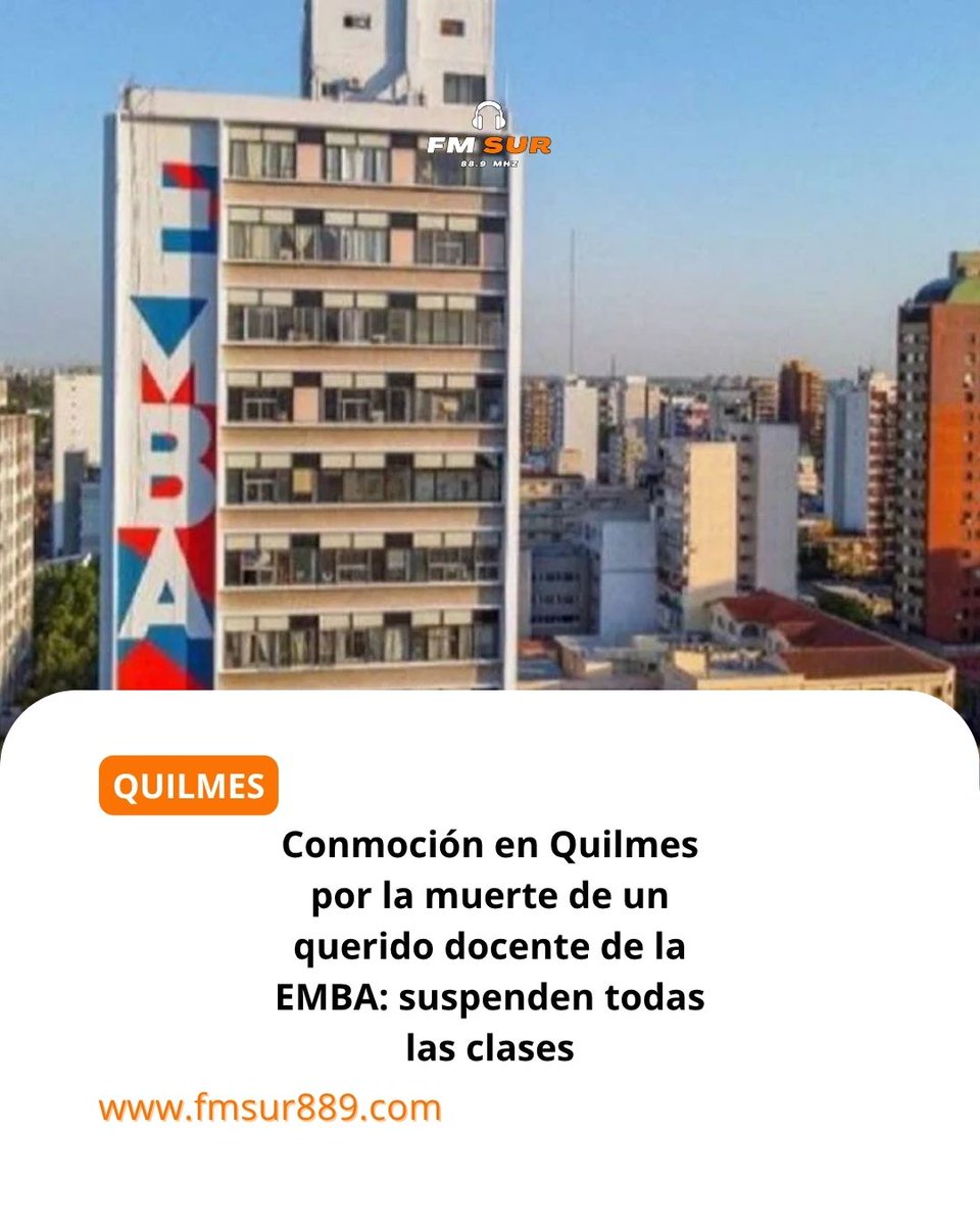 fmsur889ok1's tweet image. #quilmes La comunidad de la #emba de #quilmes suspendió todas sus actividades este lunes 20 de abril debido al fallecimiento del profesor #marcelourban