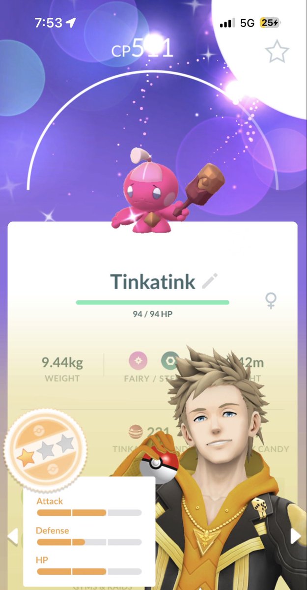 Vuhlpes_'s tweet image. Shiny Tinkatink caught in Pokémon Go #PokemonGo #ShinyPokemon