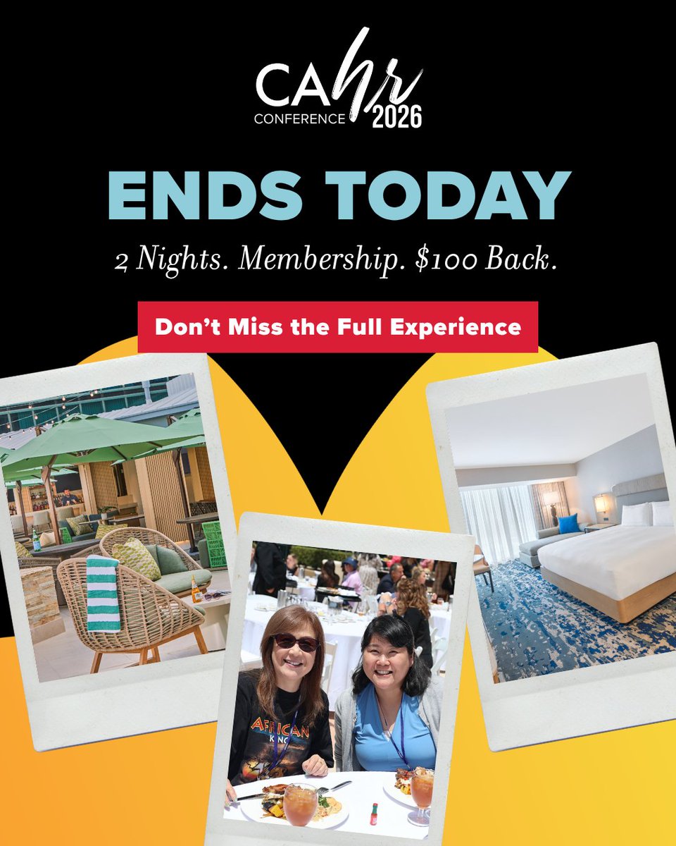 CAHRconference's tweet photo. ⚡ FINAL HOURS. No extensions. No second chances.

Premium Pass registration AND discounted hotel rates for CAHR26 both end today. If you’ve been thinking about going all in—this is it.

👉 Register now + book your stay: https://t.co/Ah4djkbAgQ https://t.co/vOLlxqX86D