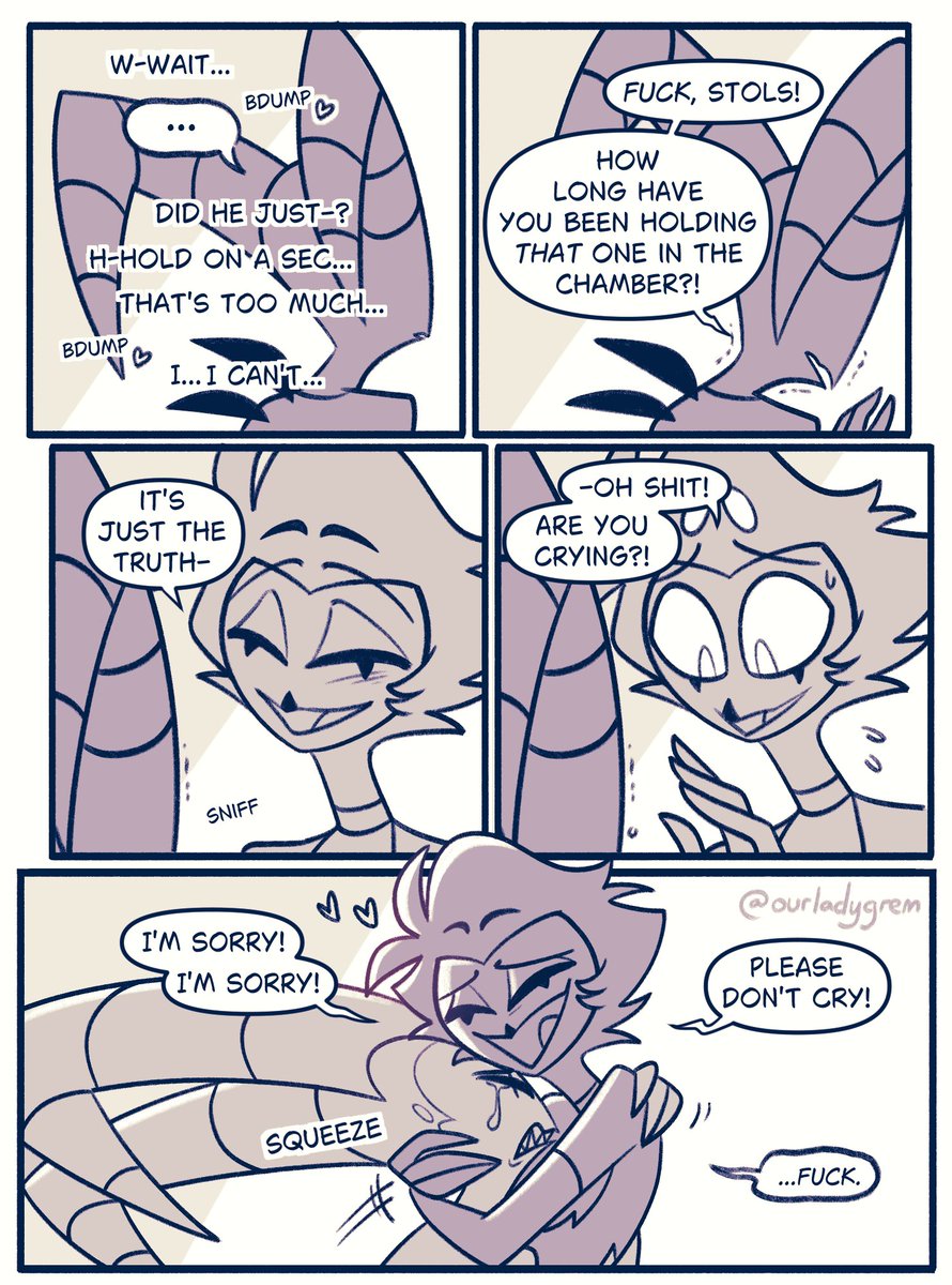 ourladygrem's tweet image. say it... 👄
page 5-7/9
#helluvaboss #stolitz #stolas #blitzo