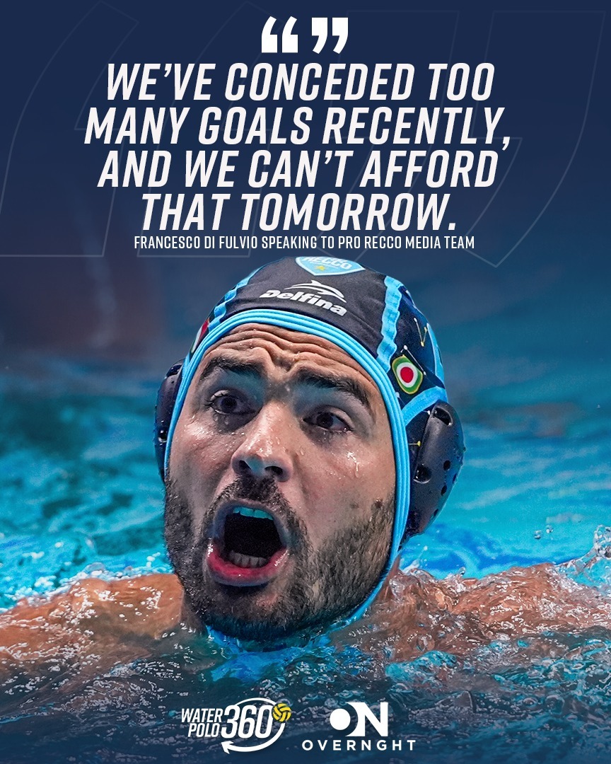 Francesco Di Fulvio hopes Pro Recco can tighten up defensively when they face FTC tomorrow night.

Watch it live from 8:30pm CET on Overnght 🍿