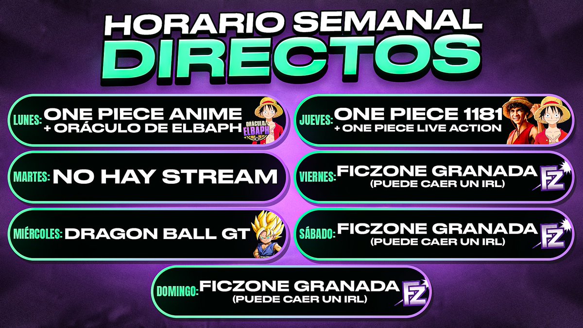 HORARIO de STREAMS de la SEMANA 📆