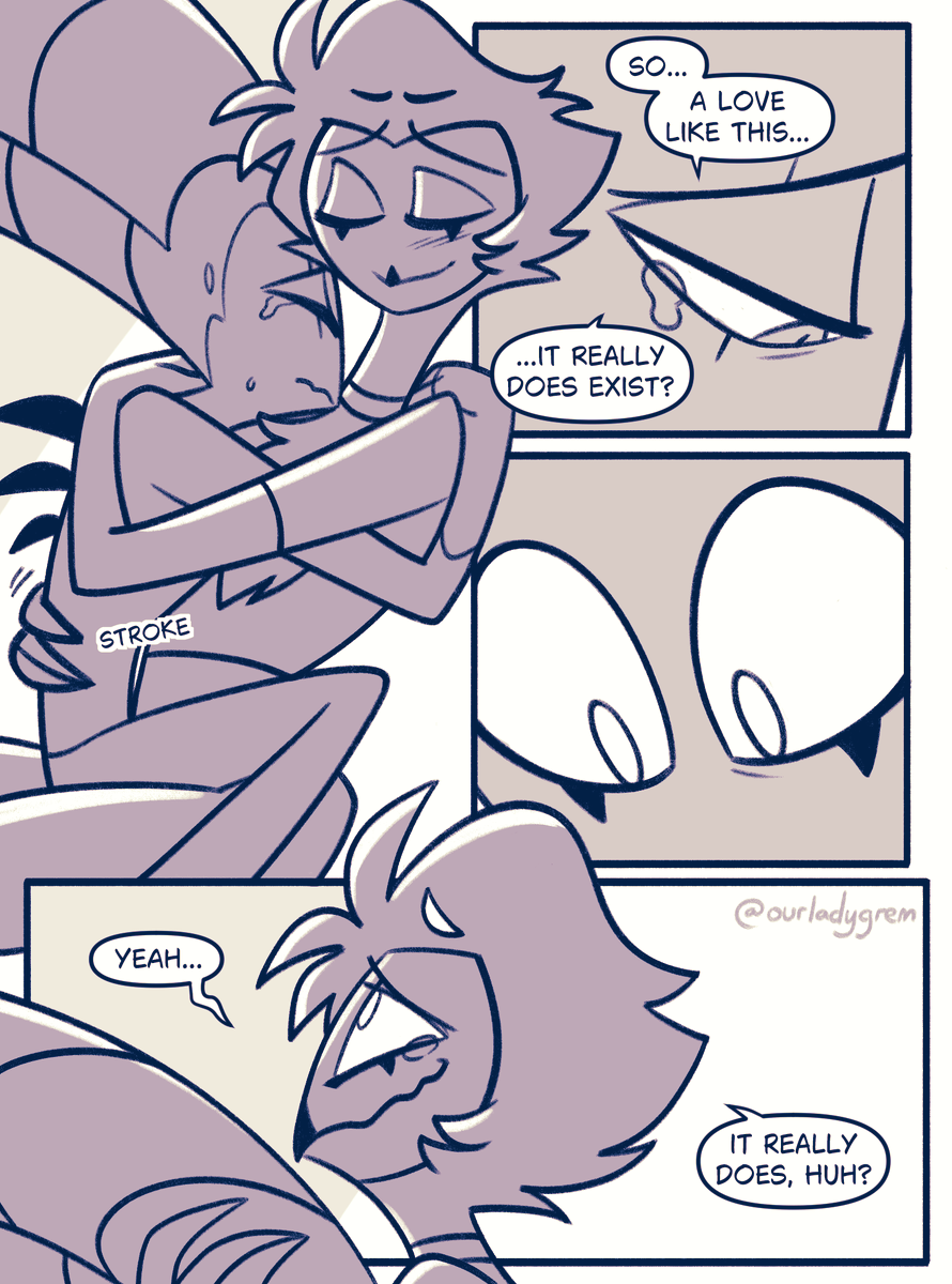 ourladygrem's tweet image. say it... 👄
page 8-9/9 (END)
#helluvaboss #stolitz #stolas #blitzo