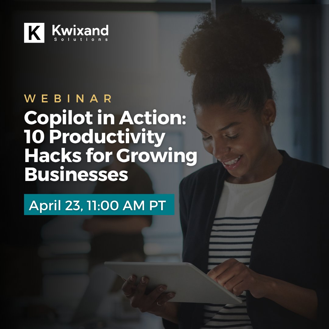 kwixand's tweet image. Ready to boost your team’s efficiency? 

Join us on April 23rd and we’ll walk through 10 practical, action-driven productivity hacks using Microsoft Copilot.

Secure your spot 👉 bit.ly/4vFBFlZ 

#Webinar #Copilot #AI #Productivity #SmallBusiness #MicrosoftPartner