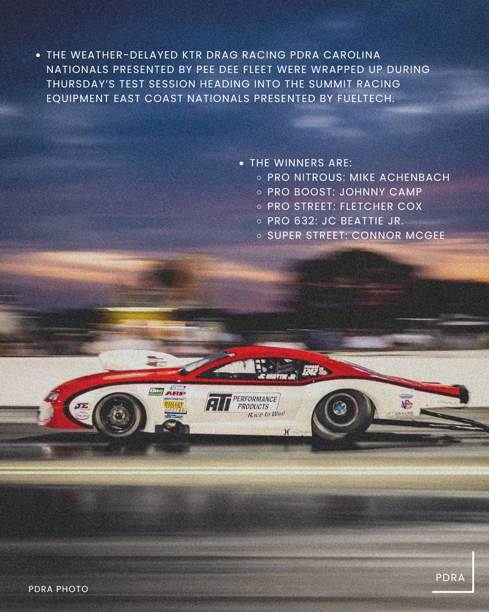 KaylaZadel's tweet photo. 1/2 The Weekend Report: PDRA to RORS
From the weather-delayed PDRA Carolina Nationals rolling into the East Coast Nationals, to the Radial Outlaws Racing Series Bama Outlaws stop, the moments that mattered from this past weekend are all here.
#NHRA #pdra #dragracing #theweekendreport #RacingRecap #motorsportsmedia