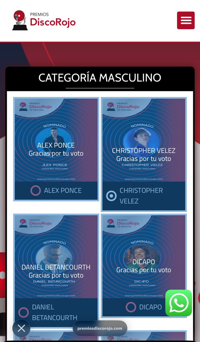 Ustedes ya votaron hoy ?? 
premiosdiscorojo.com