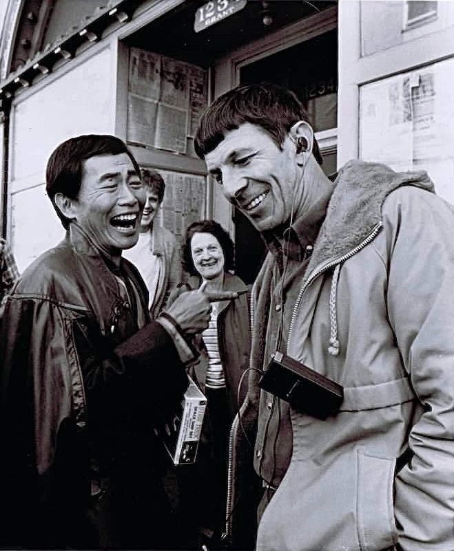 adam_nimoy's tweet image. To the man who could always get a laugh out of a Vulcan - Happy Birthday, @GeorgeTakei! 

#HappyBirthday #LiveLongAndProsper #Friendship #LLAP