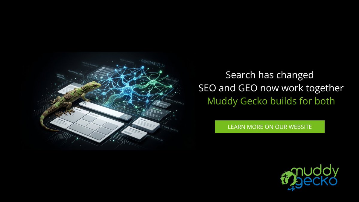 Search isn't one system anymore.

SEO gets you ranked. GEO gets you cited in AI answers. Your buyers are using both — your strategy should too.

muddygecko.com/marketing-serv…