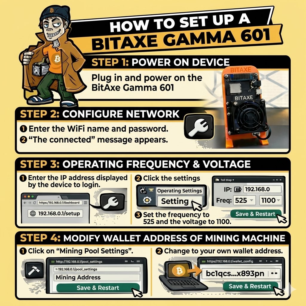 asicplug_'s tweet image. Setting up your Bitaxe Gamma 601 is simple, fast, and beginner-friendly. From powering on to connecting your wallet, you can be up and running in minutes and start earning right away.

Get yours today
📩 sales@asicplug.com

#BTCMining #CryptoMining #Bitaxe #BTC #MiningSetup