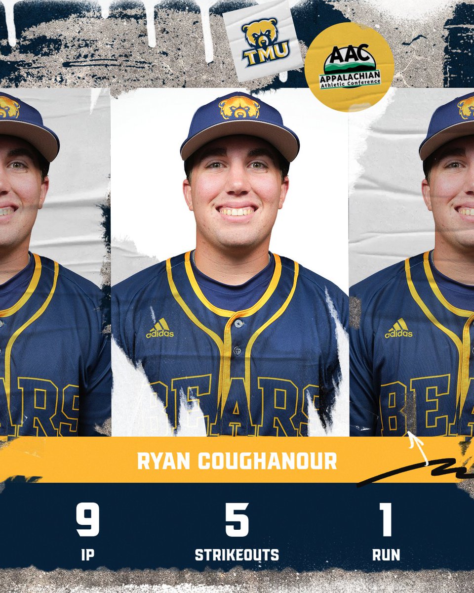 ‼️⚾️🐻Congratulations to Ryan Coughanour of the TMU Baseball team on being named the AAC Pitcher of the Week! #WeAreTMU