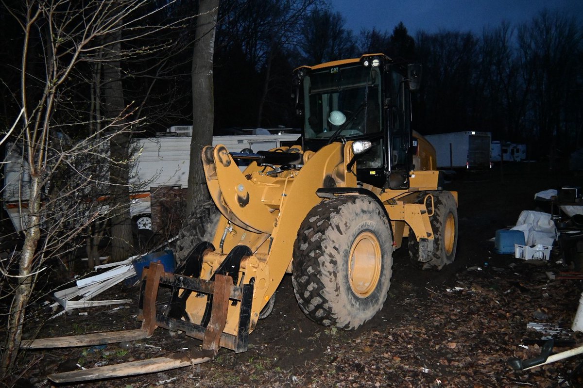 OPP_WR's tweet photo. What began as a theft investigation in #ElginCounty led officers to #NorfolkCounty, where stolen property was recovered.
On April 16, 2026, officers responded to the theft of a front-end loader in #ElginCounty. The investigation led police to a property in #Houghton, where a search warrant was executed with support from multiple #OPP units.
A 66 y/o was taken into custody, and more than $230,000 in stolen property was recovered, including heavy equipment, a UTV, and a trailer.
#CommunitySafety #CrimePrevention #NorfolkOPP #ElginOPP @NorfolkCountyCA. ^ag