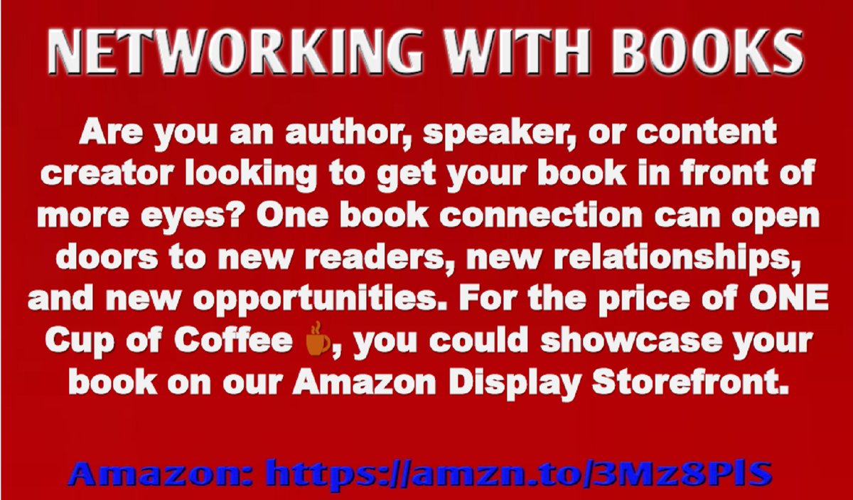 DBE_Community's tweet image. 1-CUP OF COFFEE 
ko-fi.com/networkingwith…

Amazon: amzn.to/3Mz8PlS 
Amazon: amzn.to/4qKU1yk

@followers @highlight #Everyone #books #socialmedia #WritingCommunity #authorscommunity #writerslift #BookTwitter 
#readingcommunity #bloggingcommunity #writersoftwitter