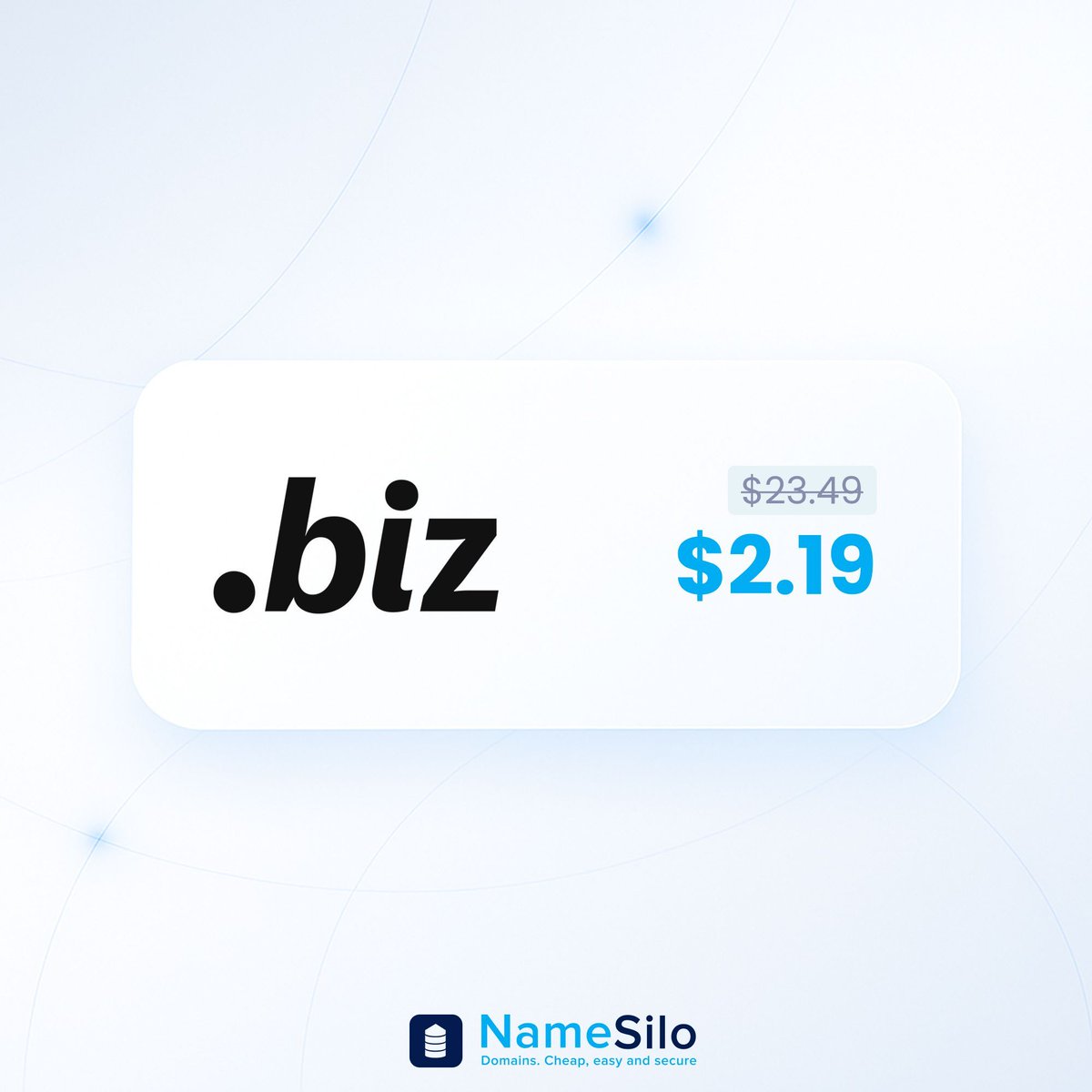 namesilo's tweet image. Open for .BIZ 📈

First-year registrations are now just $2.19. Give your company the professional edge it deserves with a domain that means business.

Offer ends April 25. 🔗 buff.ly/3ywMpkA 

#Business #Startups #DomainDeals