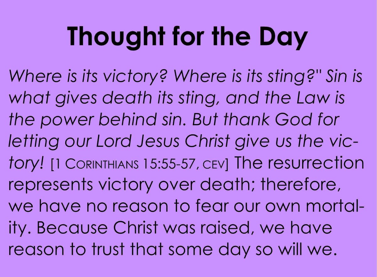 EdRudiger's tweet image. The resurrection represents victory over death; therefore, we have no reason to fear our own mortality. Because Christ was raised, we have reason to trust that some day so will we. #Thoughtfortheday