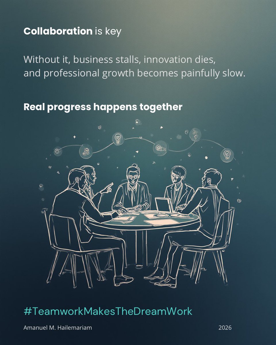 amanxq's tweet photo. Collaboration is key.
Without it, business stalls, innovation dies, and professional growth becomes painfully slow.Real progress happens when we combine diverse skills, share knowledge,&amp; solve problems together.
#Collaboration #Leadership #ProfessionalDevelopment #BusinessGrowth https://t.co/b3o05zkHMN