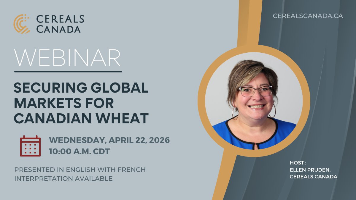 Cereals_Canada's tweet photo. Don’t miss an important conversation on Canadian wheat, taking place this Wednesday. 🌾Join our experts for a 60‑minute webinar exploring what it takes to protect, maintain, and grow global demand for Canadian wheat. Register now: https://t.co/2VSUSBAGSK https://t.co/ZvkWe1EGUg