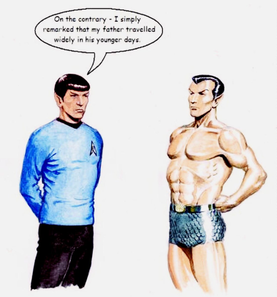 ScottimusPrime1's tweet image. Pan isn't Spock's only doppelganger...sounds like Sarek was quite the wild child 🤣 #AllStarTrek #TOS #WhoMournsForAdonais #BoomChickaBowWow