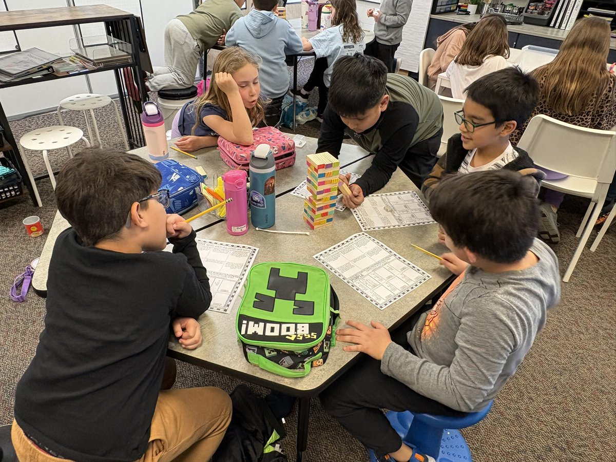 PVWollberg's tweet image. Math Club…Group 2 had a chance to play Topple Blocks with a math twist. #pvlearns #mathclub #mathisfun