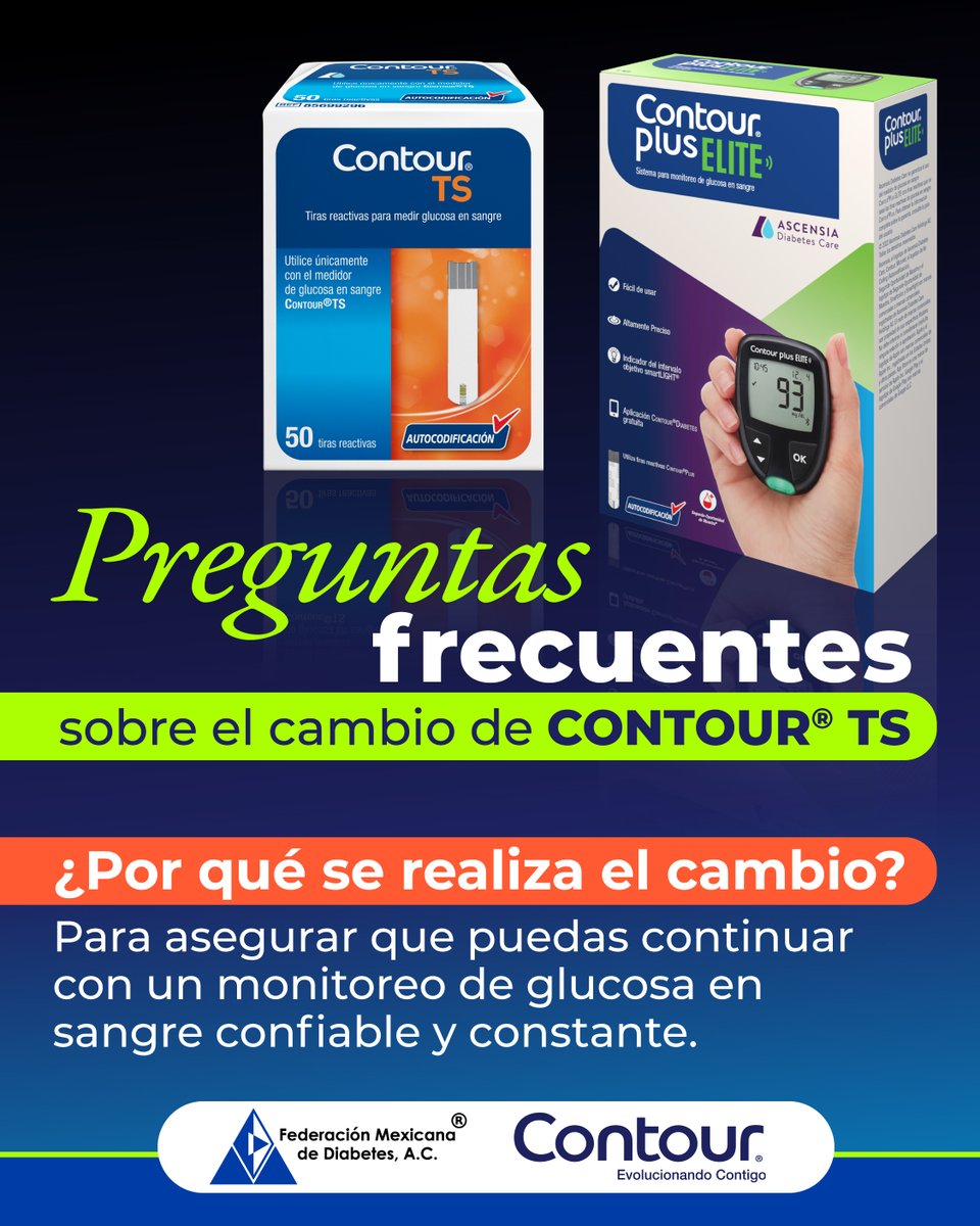 fmdiabetes's tweet image. Resolver tus dudas es parte de cuidarte. Infórmate sobre el cambio de CONTOUR® TS y continúa con tu monitoreo de glucosa en sangre sin interrupciones.

Escríbenos por WhatsApp wa.me/525580295380  o llama al 800 953 1327.

#ContigoPasoAPaso #CONTOURTS #CONTOUR