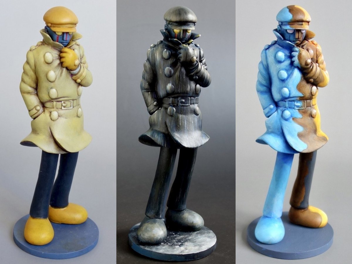 石ノ森章太郎原作萬画「ロボット刑事」Ｋ
自作フィギュアをジロー模型で複製してもらったレジンキット（非売品）３パターンの筆塗り仕上げ　
２０２１年制作のファンアートです